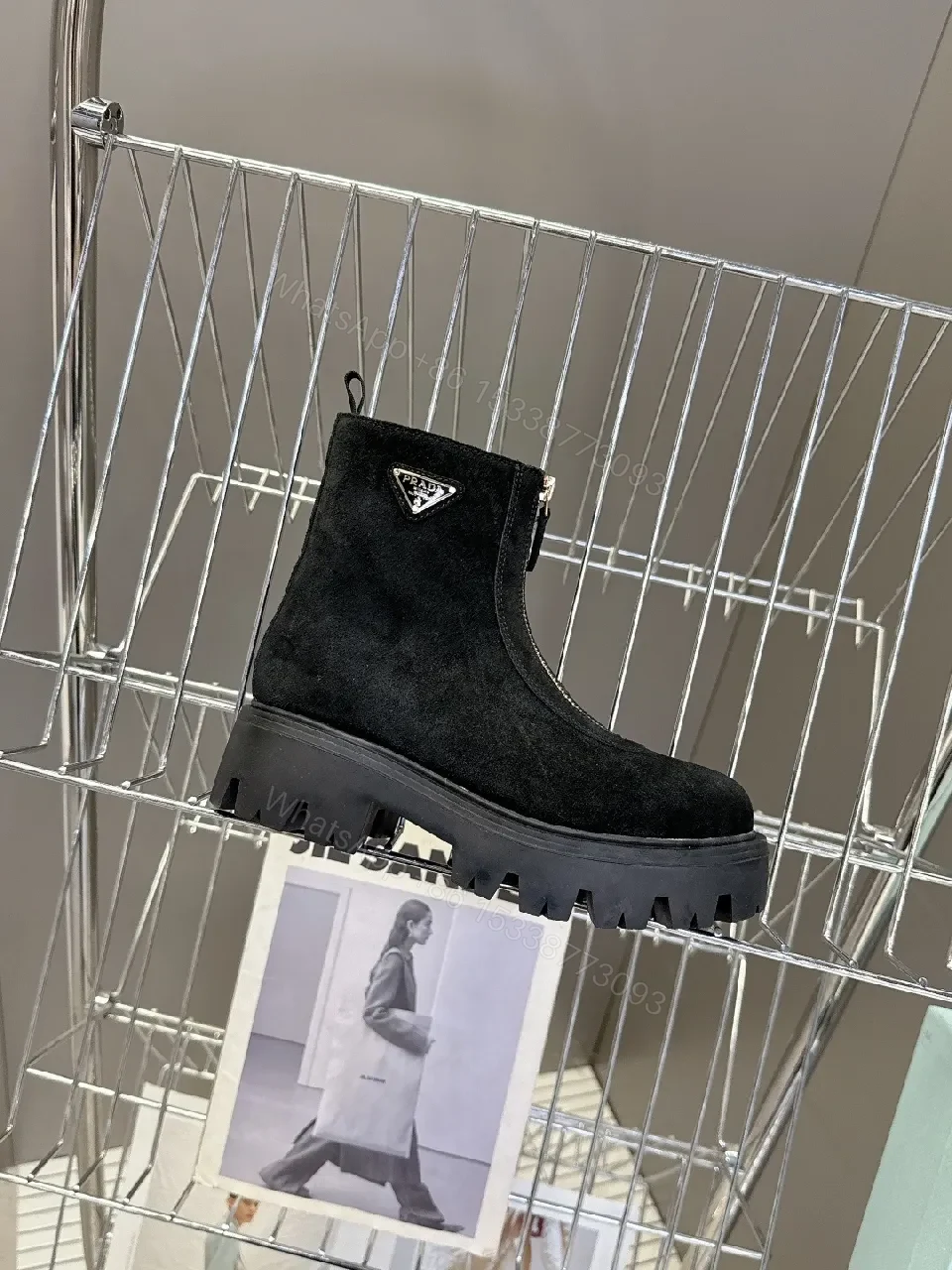 View 7 of Black Suede Boots with Gold Zip Detail – Modern Edge Comfort