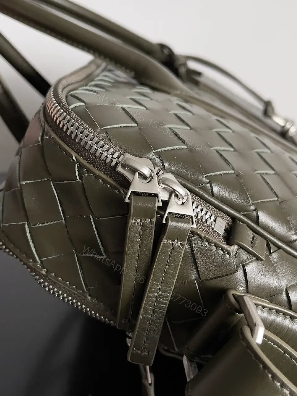 View 7 of Woven Leather Structured Satchel: Luxe Everyday Handbag