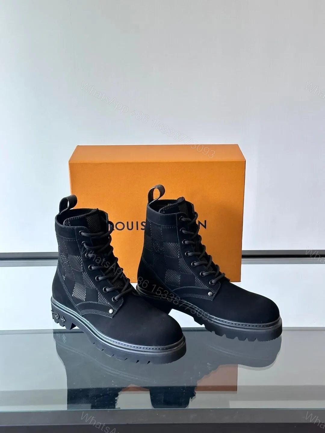 View 5 of LV Men Black Suede Leather Boots