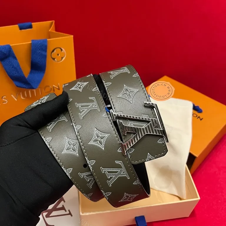 View 7 of Olive LV-Influenced Belt: Monogram Modern, Premium Craft