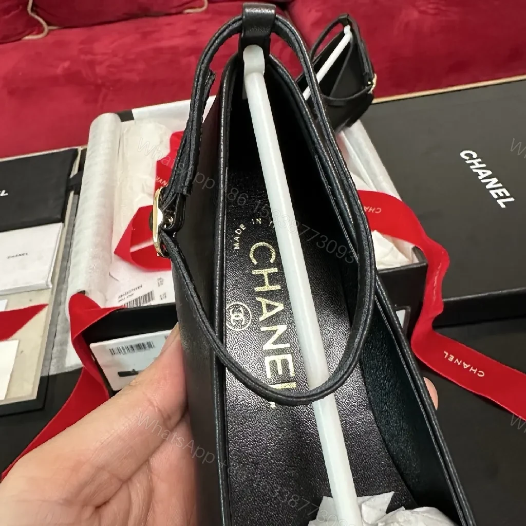 View 9 of Chic Camellia-Detail Black Leather Ballet Flats