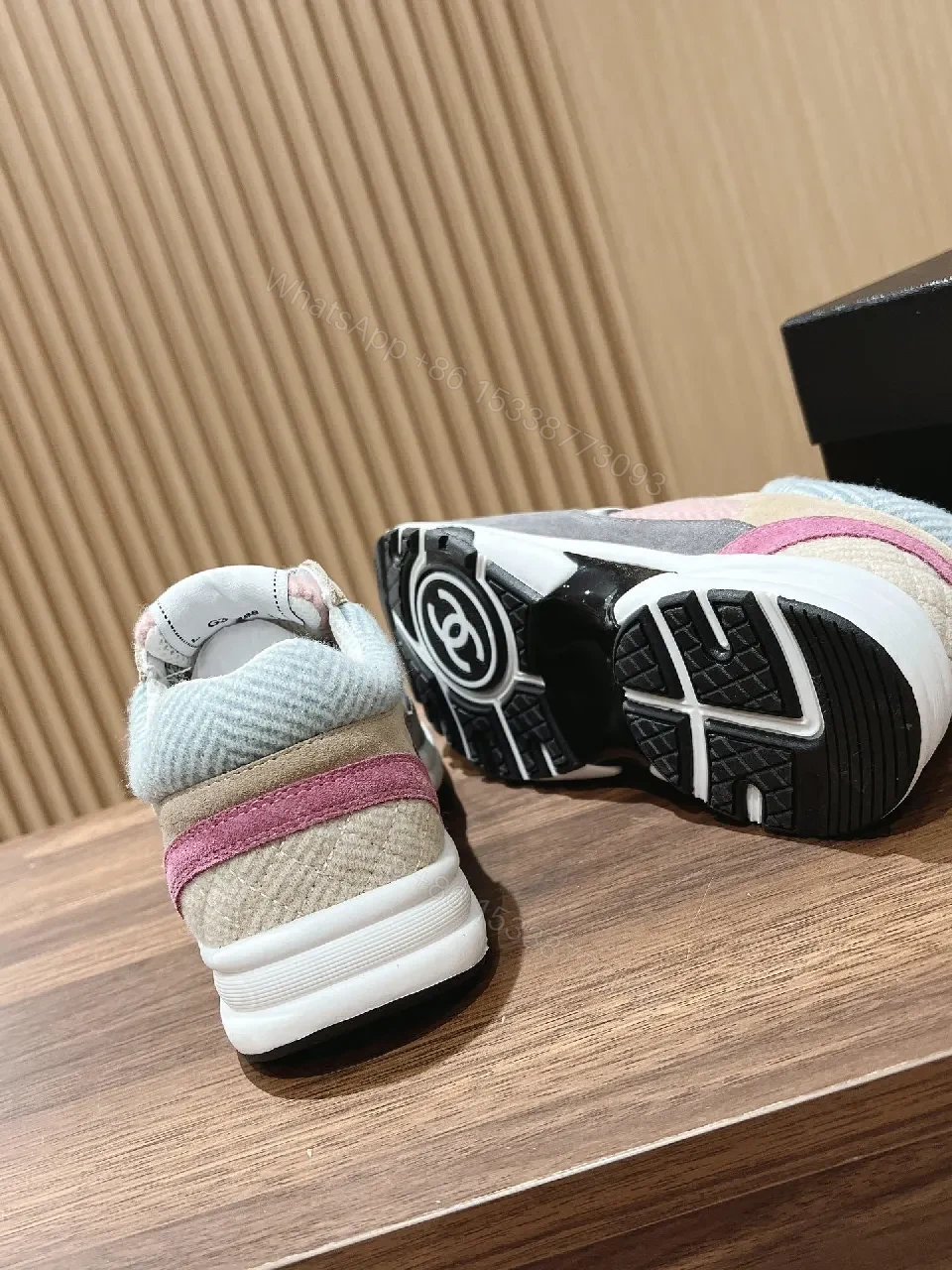 View 8 of Pastel Mesh & Leather Luxury Runner with Subtle Logo Details