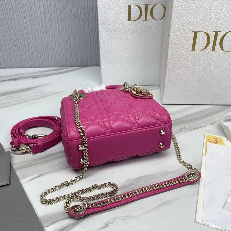 View 2 of Compact Pink Quilted Dior Handbag: Bold All-Day Chic