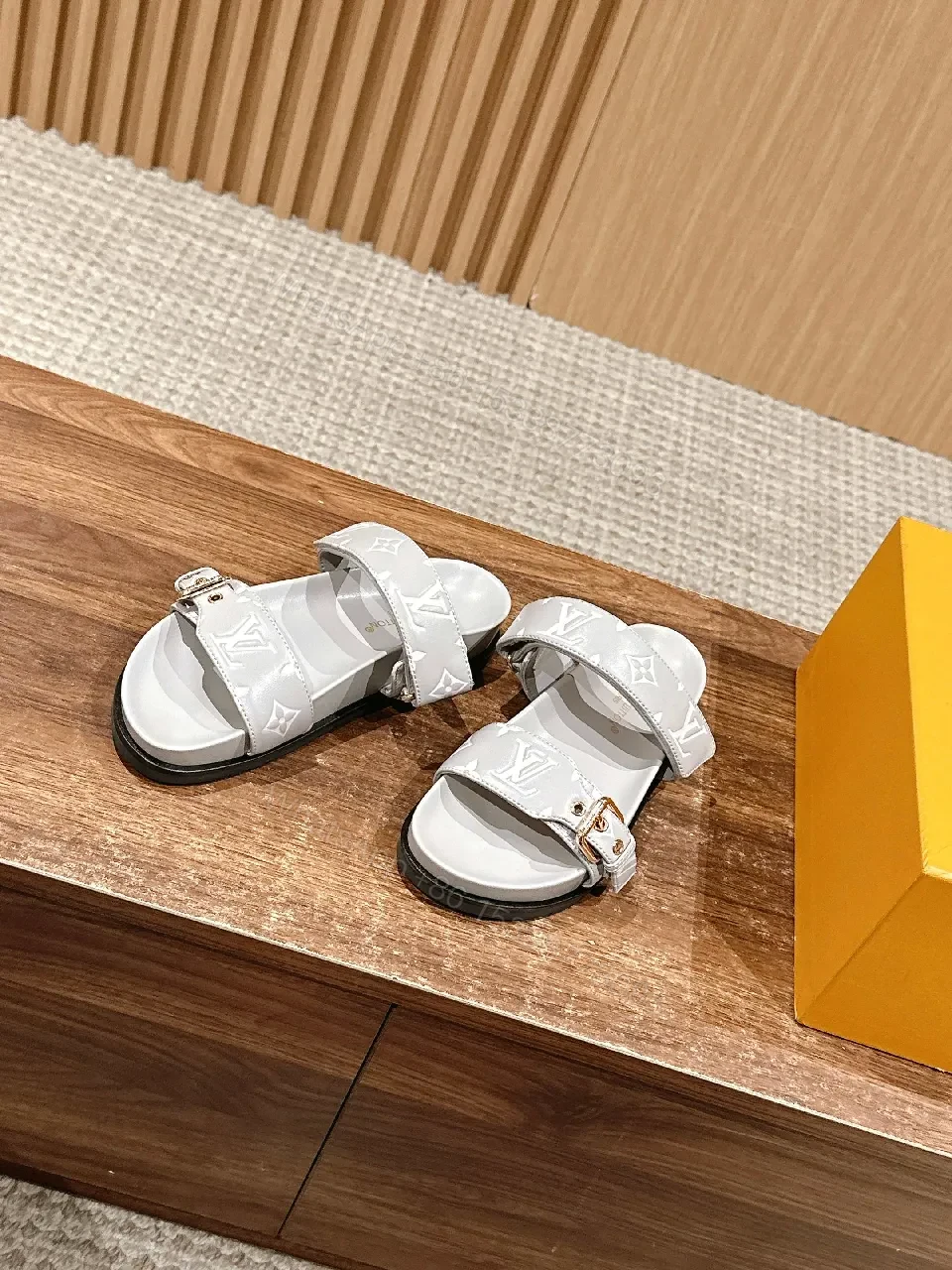 View 2 of White Monogram Sandals: Modern Luxury, All-Day Comfort