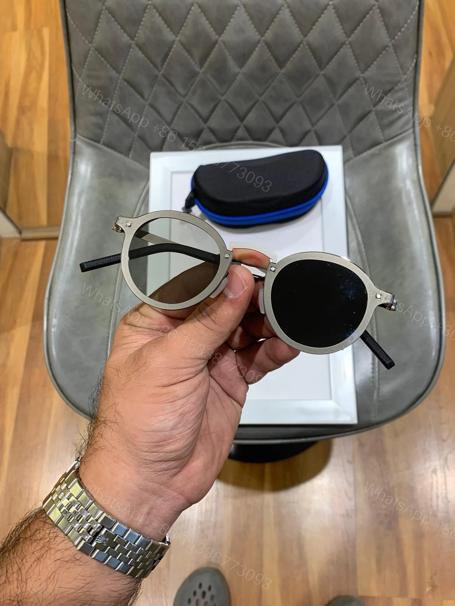 View 5 of FIRST COPY Round changeable 5202 black sunglasses