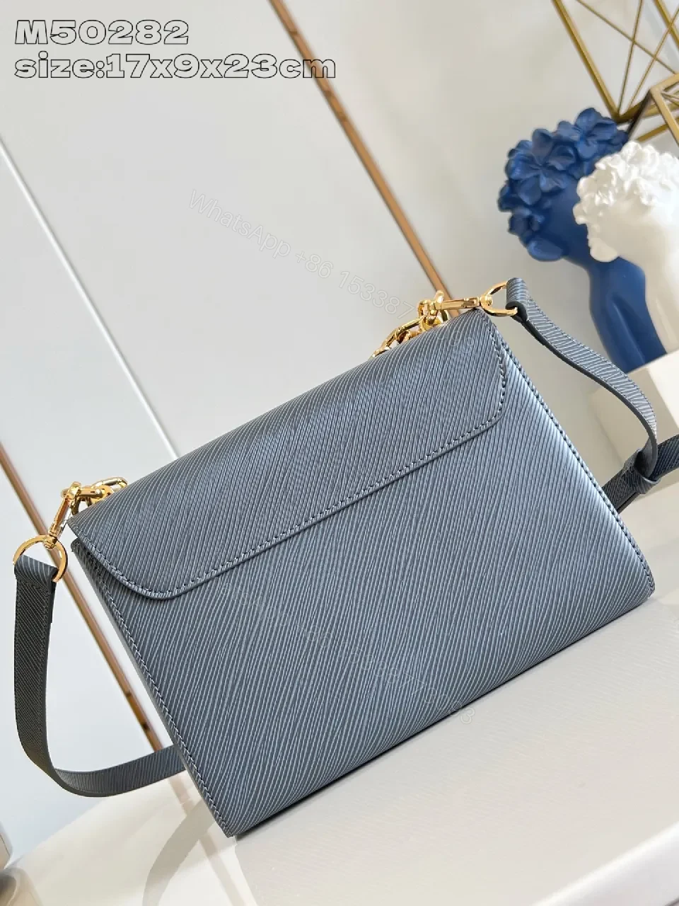 View 5 of Chic Saffiano Shoulder Bag with Gold Accent - Luxury Everyday