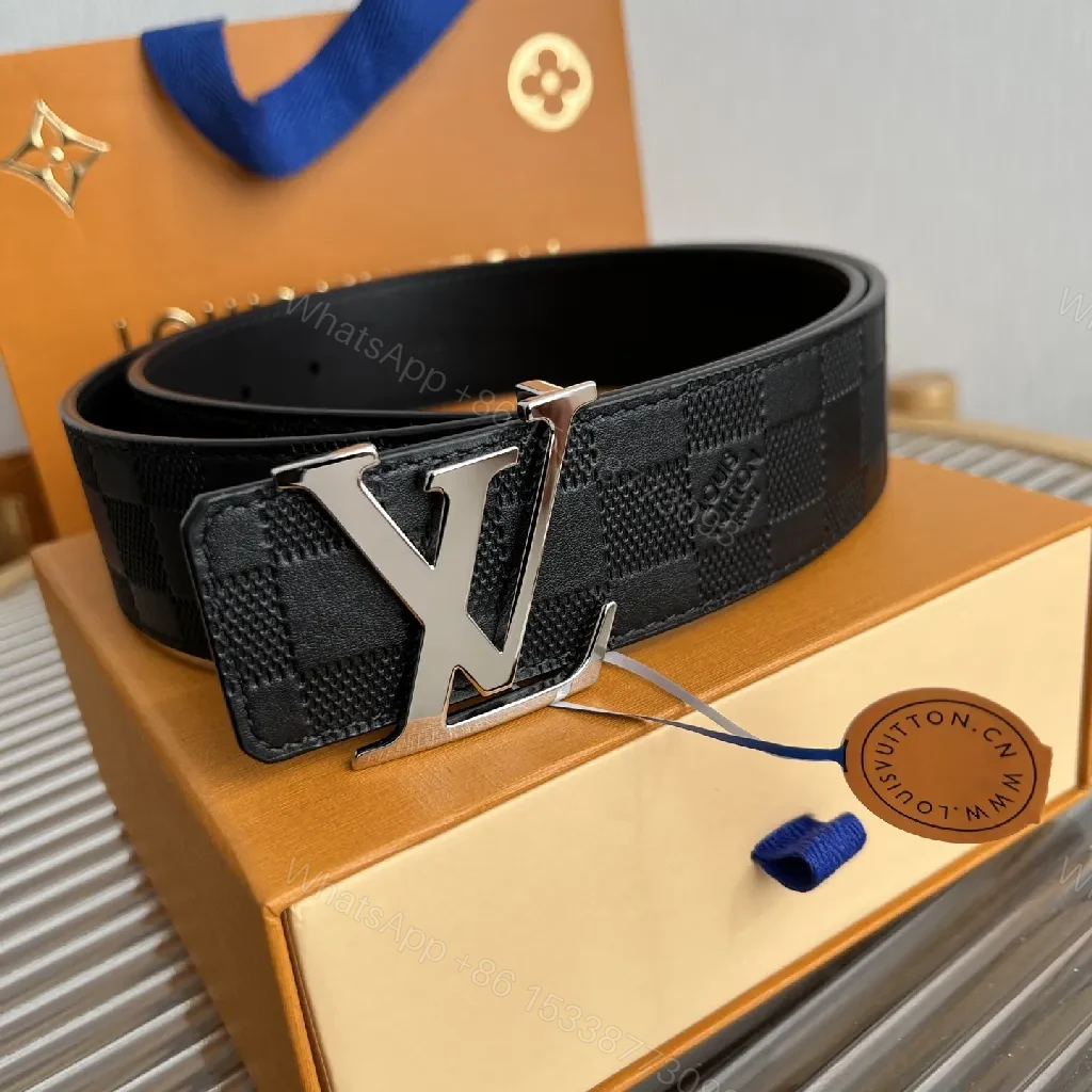 View 6 of Black + Leather + Modern + Checker Texture & Silver Buckle + Belt