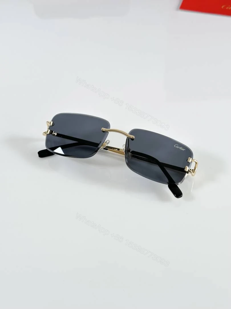 View 3 of First Copy Cartier 0680 Gold Black Sunglasses