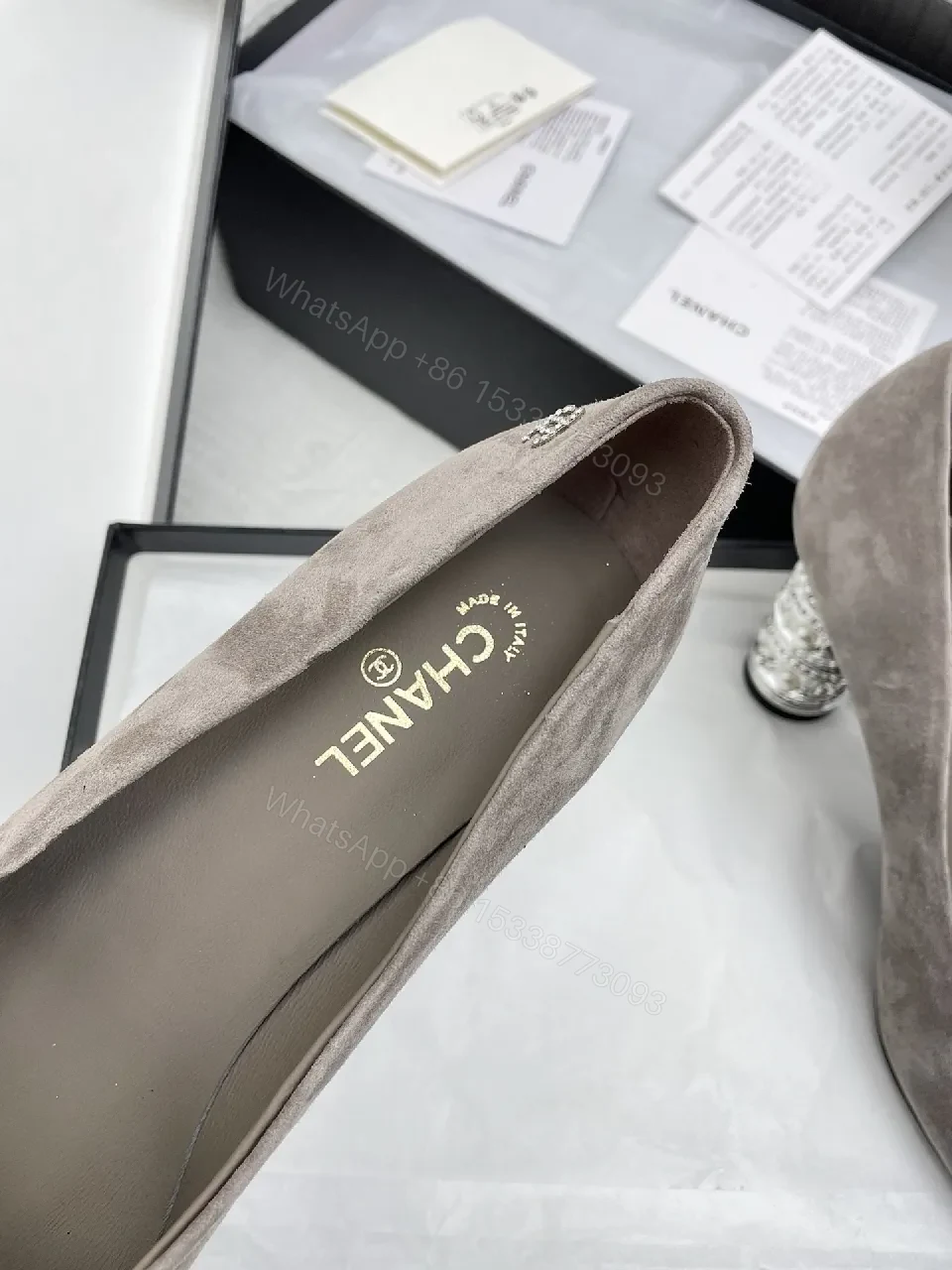 View 2 of Suede Pumps with Embellished Heel – Subtle Texture, Bold Statement