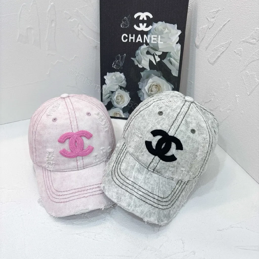 View 8 of Distressed Denim Logo Cap â€“ Tonal Chanel-Inspired Style
