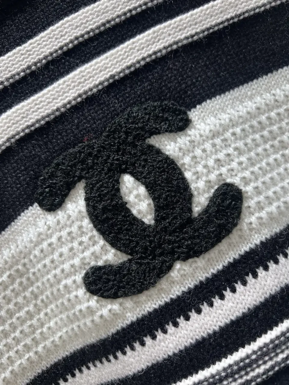 View 3 of Monochrome Striped Knit Crewneck Sweatshirt: Structured Comfort