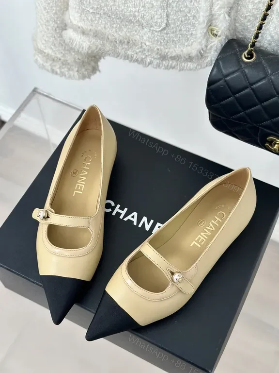 Chanel Two-Tone Pointed-Toe Mary Jane Heels — view 1