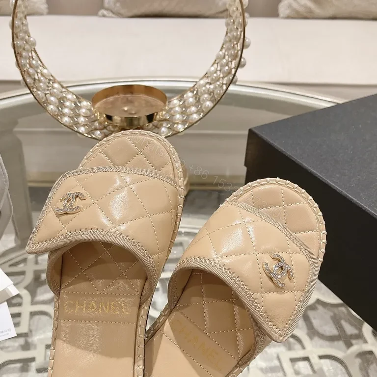 View 3 of Quilted Slides with Chanel Motif â€“ Luxury Everyday Comfort