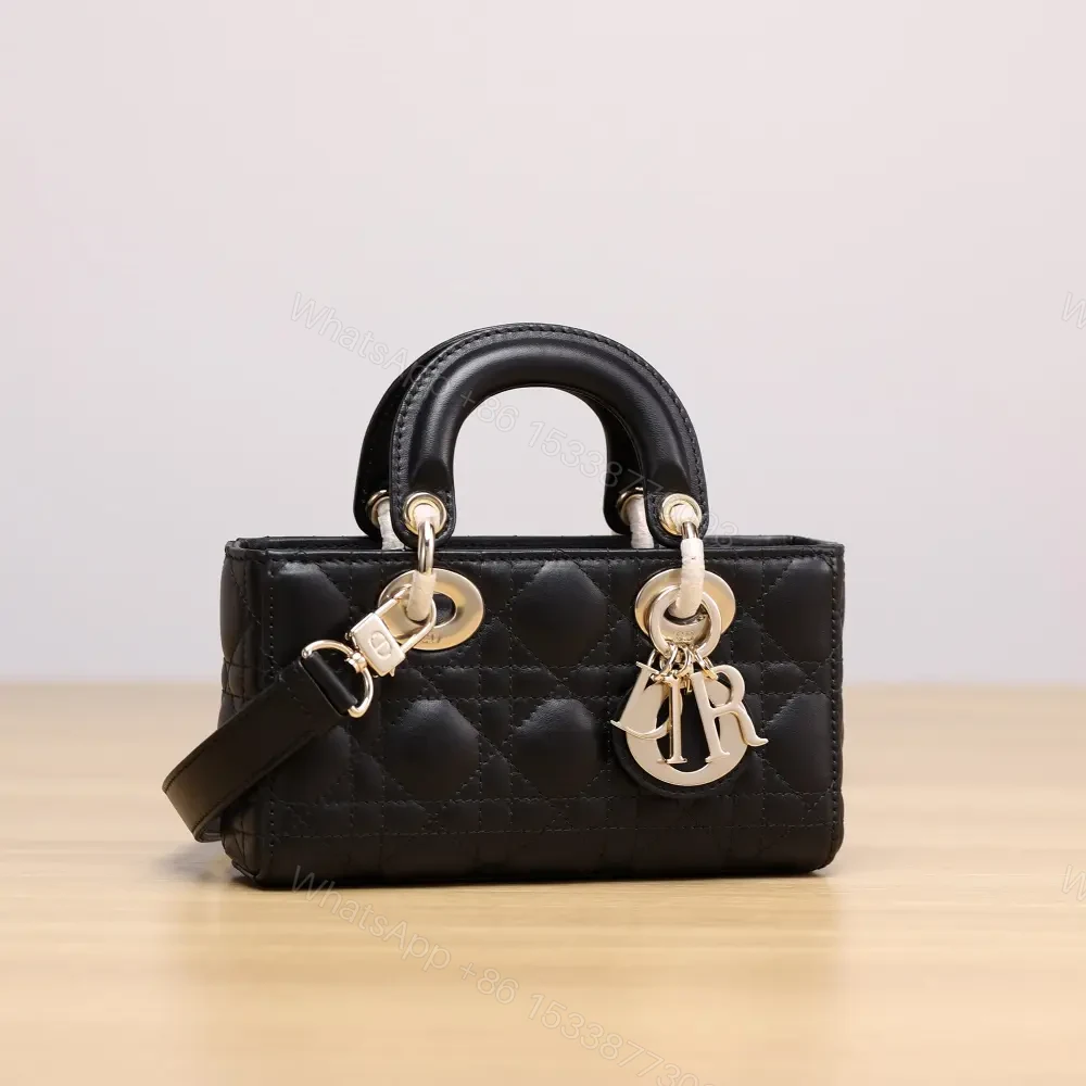View 3 of 高仿Dior*LadyDJoy系列S0636M900小羊皮戴妃包黑色Mini免檢版