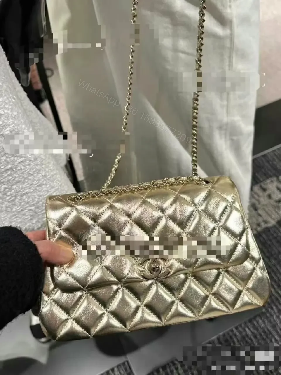 View 2 of Shimmer Quilted Luxe Bag: Metallic Structure & Shine