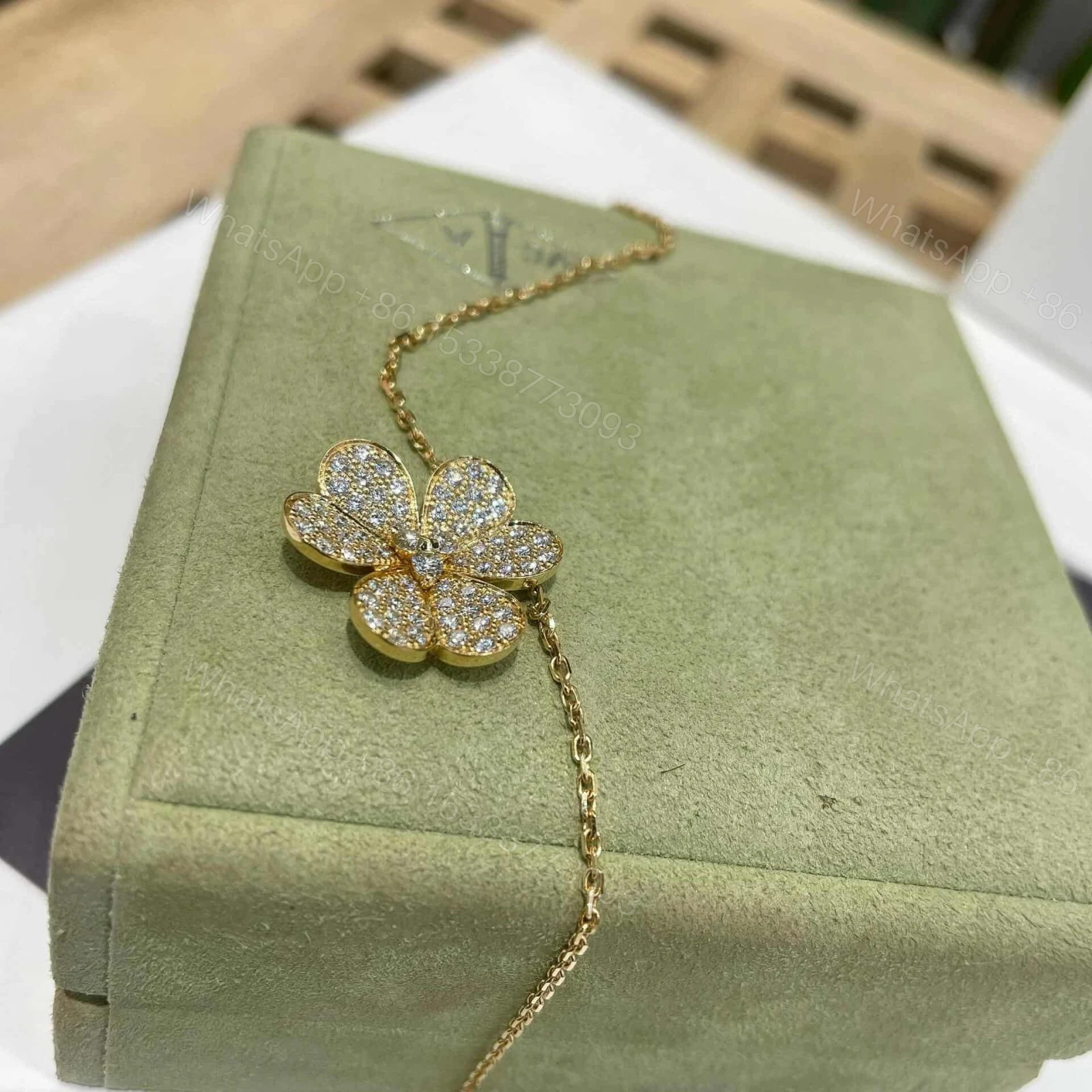 View 3 of Van Cleef & Arpels 18K Yellow Gold Frivole Pendant Necklace Diamonds Large Model VCARPGJP00