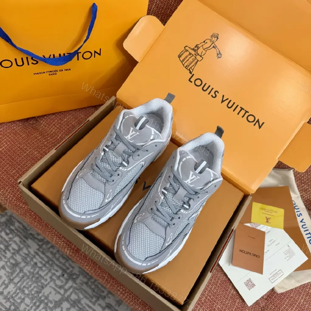 View 6 of Gray Mesh Leather Details Modern Durable Support Sneakers