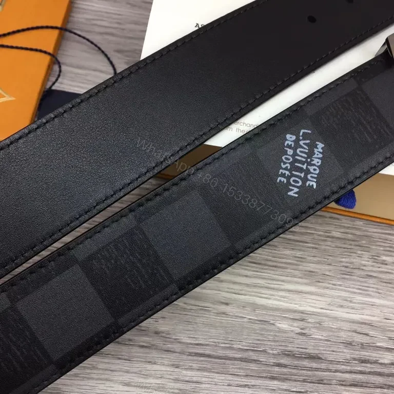 View 5 of Chic LV-Influenced Calfskin Belt: Premium, All-Season Style