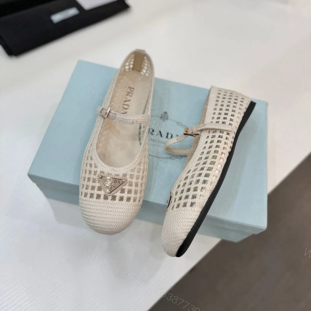 View 6 of Prada Crochet Ballerinas White