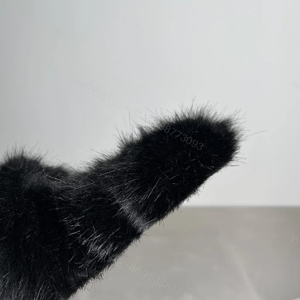 View 4 of Cozy Faux Fur Slippers – Luxury Embroidery, Open Slip-On Comfort