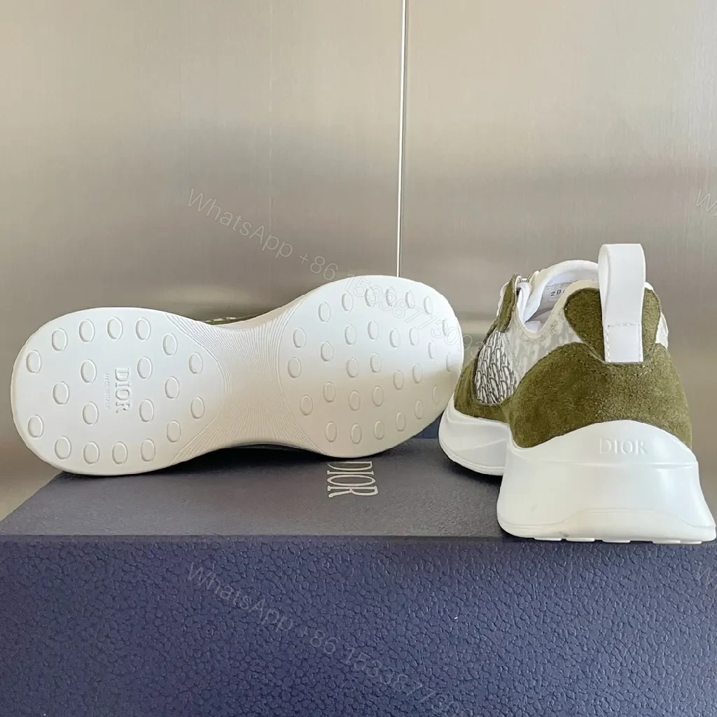 View 6 of Olive Suede Sport Sneaker with Monogram Trim