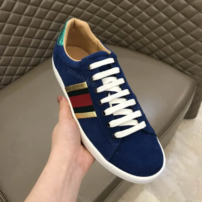 View 7 of GUCCI ACE SNEAKER VELVET BLUE METALLIC STRIPE – GC40