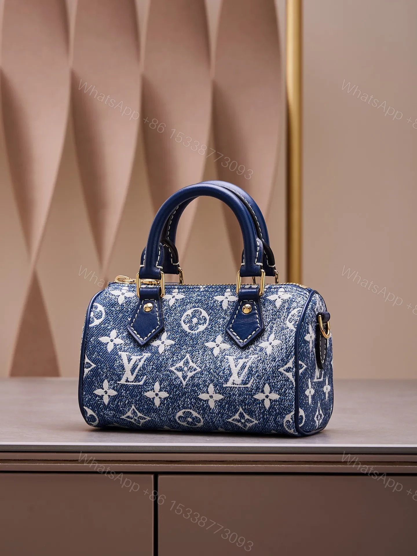 View 8 of Louis Vuitton LV Speedy Monogram Demin Woman’s Like Auth Handbags 16x10x7.5cm