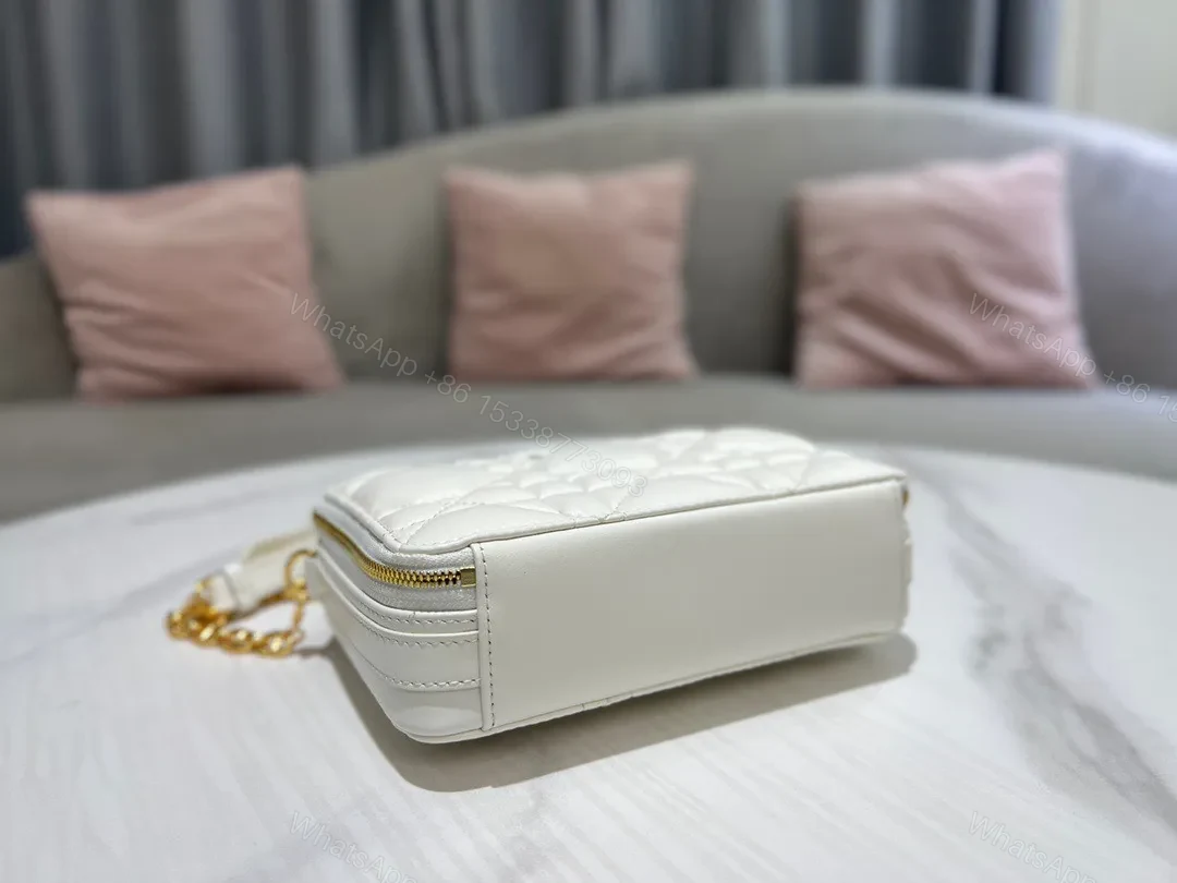 View 5 of Dior Plaid Replica 1:1 High Quality Handbag Smooth White Leather 18cm