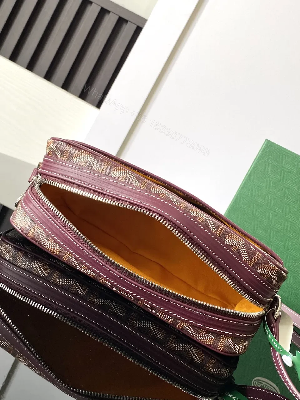 View 2 of Burgundy Monogram Crossbody: Structured, Luxe, Compact