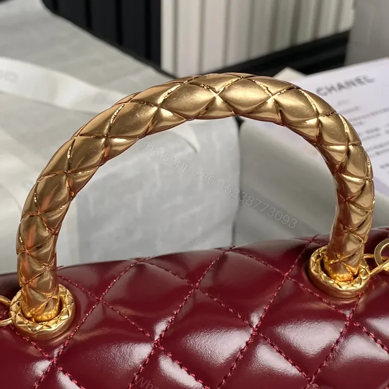 View 9 of Chic Quilted Satchel with Gold Chainâ€”Elegant, All-Day Luxury Bag