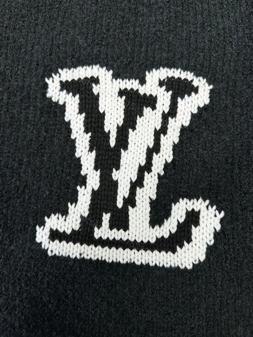 View 2 of Charcoal Knit Crewneck — Luxe Texture, Subtle Crest, Premium Comfort