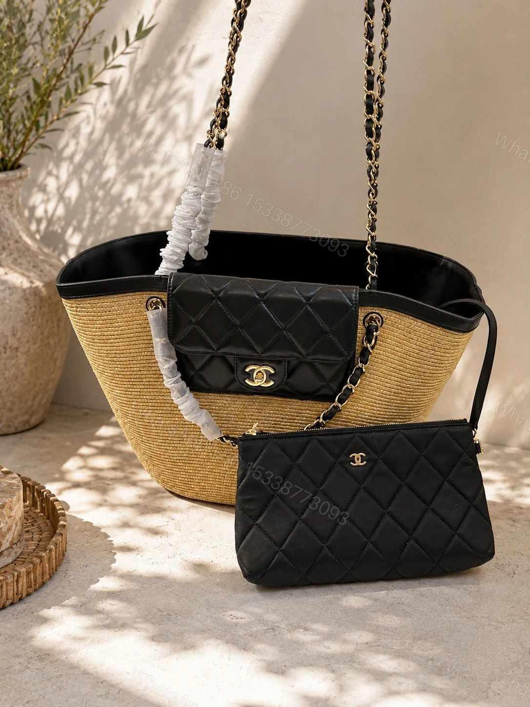 View 3 of Chanel Straw Tote Bag Replica