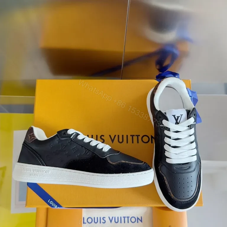 View 6 of Luxury LV-Style High-Top Sneakers: Contrast Craftsmanship