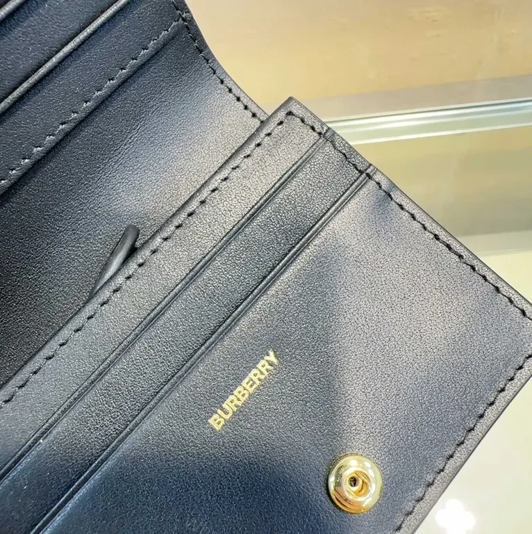 View 6 of Iconic Burberry Check Leather Wallet: Slim, Gold Clasp, Bi-Fold