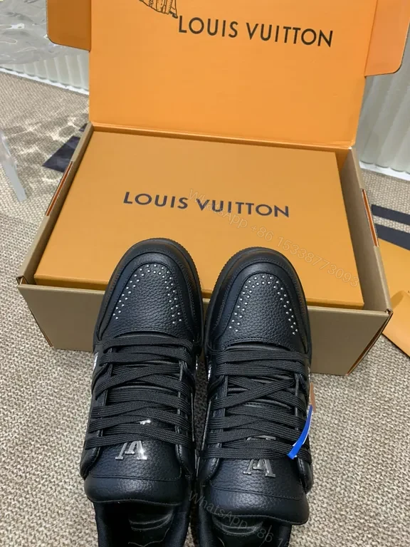 View 3 of Bold Leather LV-Style High-Top Sneaker, Luxury Comfort