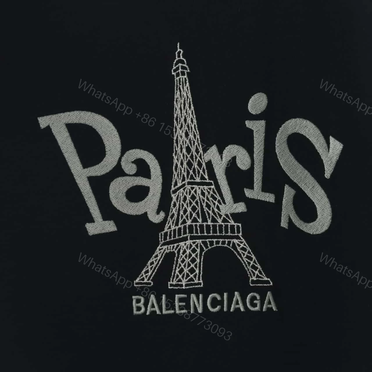 View 4 of BELENCIAGA PARIS TOWER EMBROIDERED T SHIRT