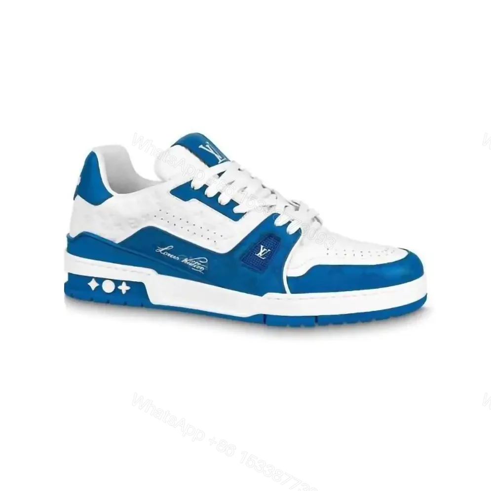 LOUIS VUITTON TRAINE SNEAKERS IN WHITE AND BLUE – LSVT385 — view 1