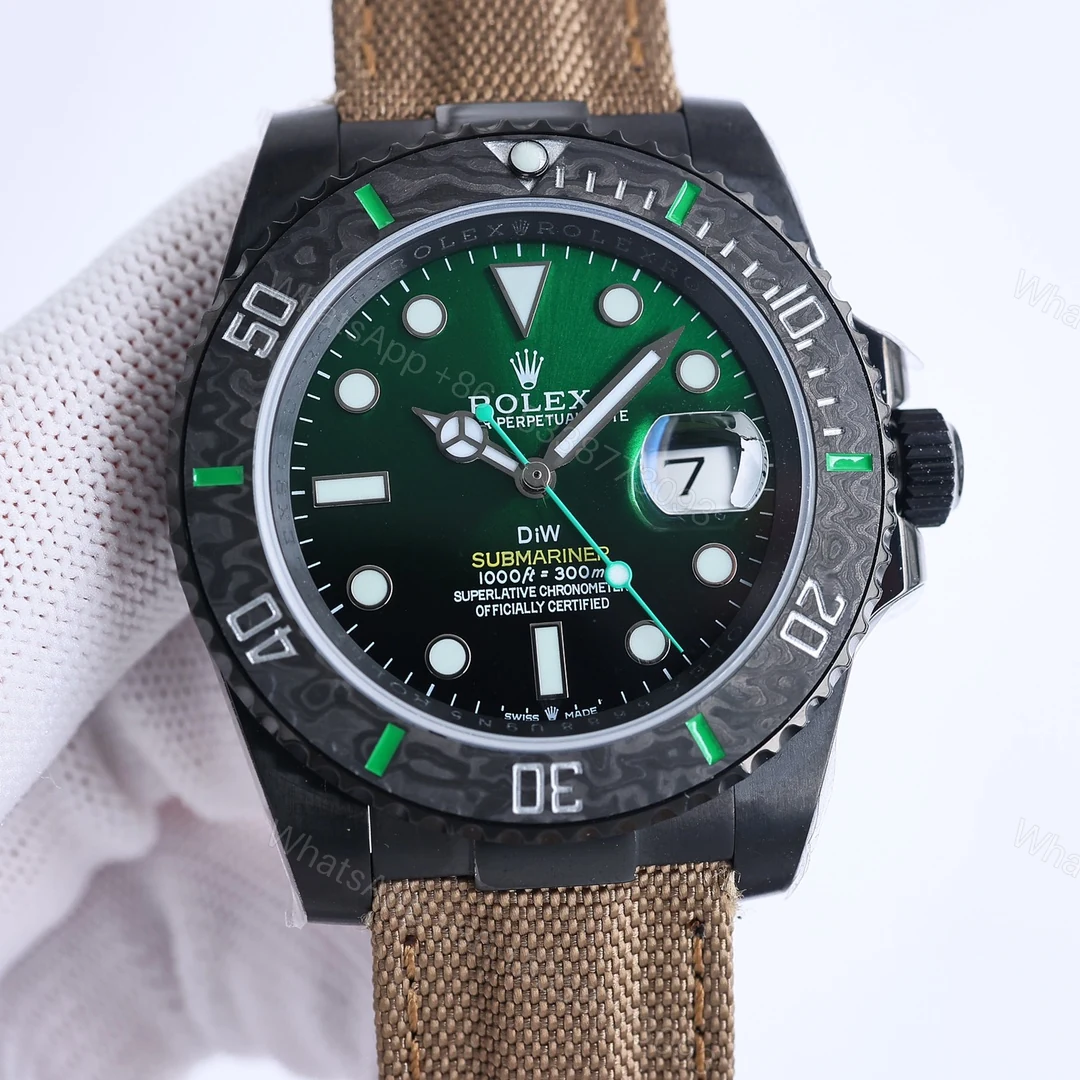 ROLEX一比一DiW綠面水鬼腕錶 碳纖維紋理潛水運動男士手錶 — view 1