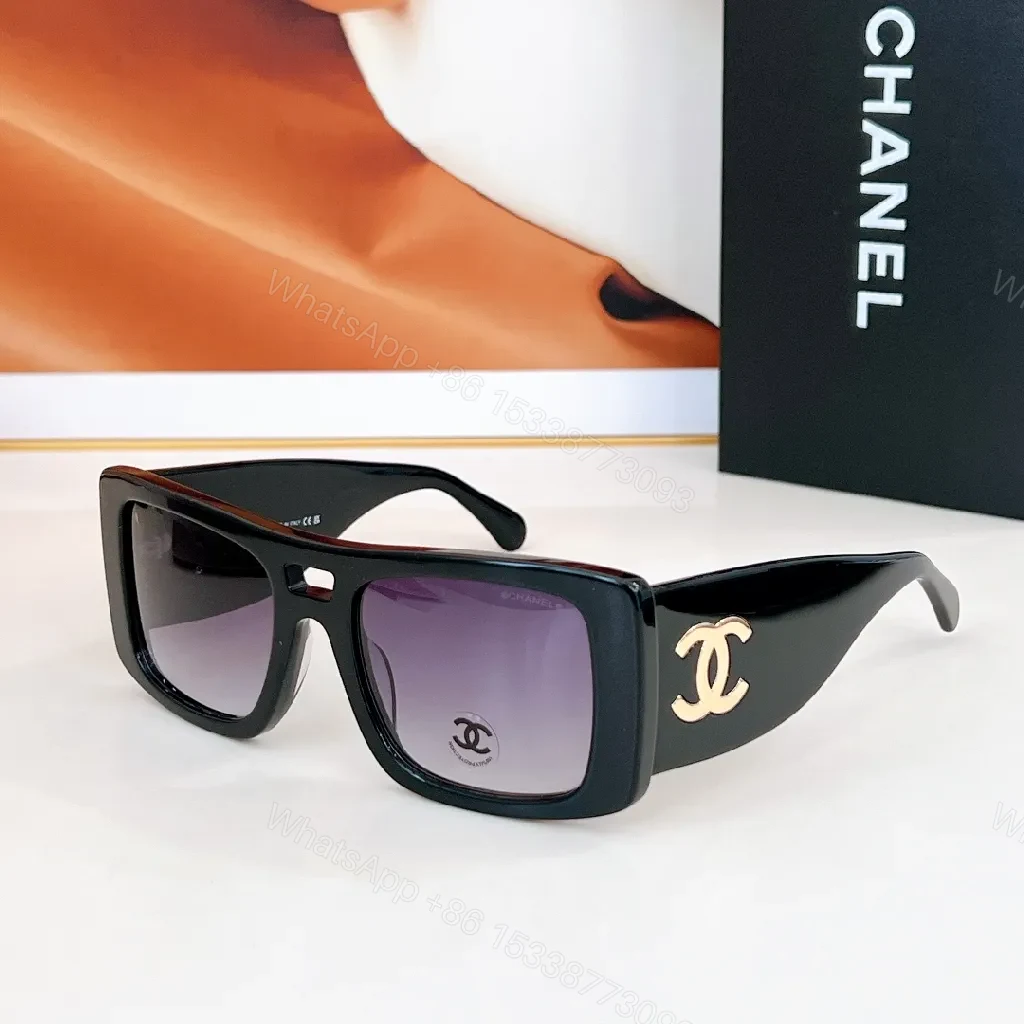 View 2 of Bold Chanel Sunglasses: Black Acetate, Interlocking CC Logo
