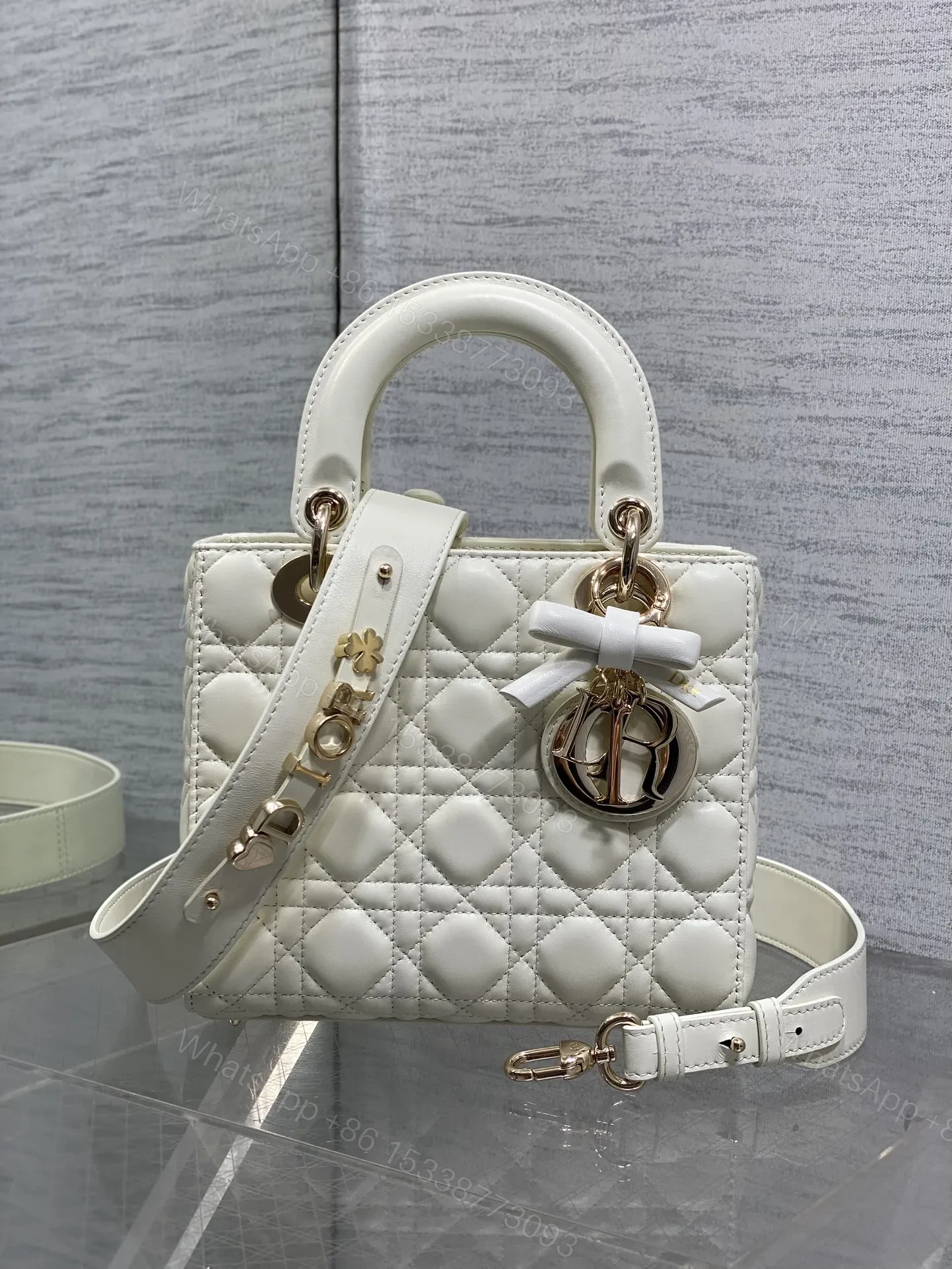 View 3 of DIOR LADY SMALL WHITE GOLD HARDWARE