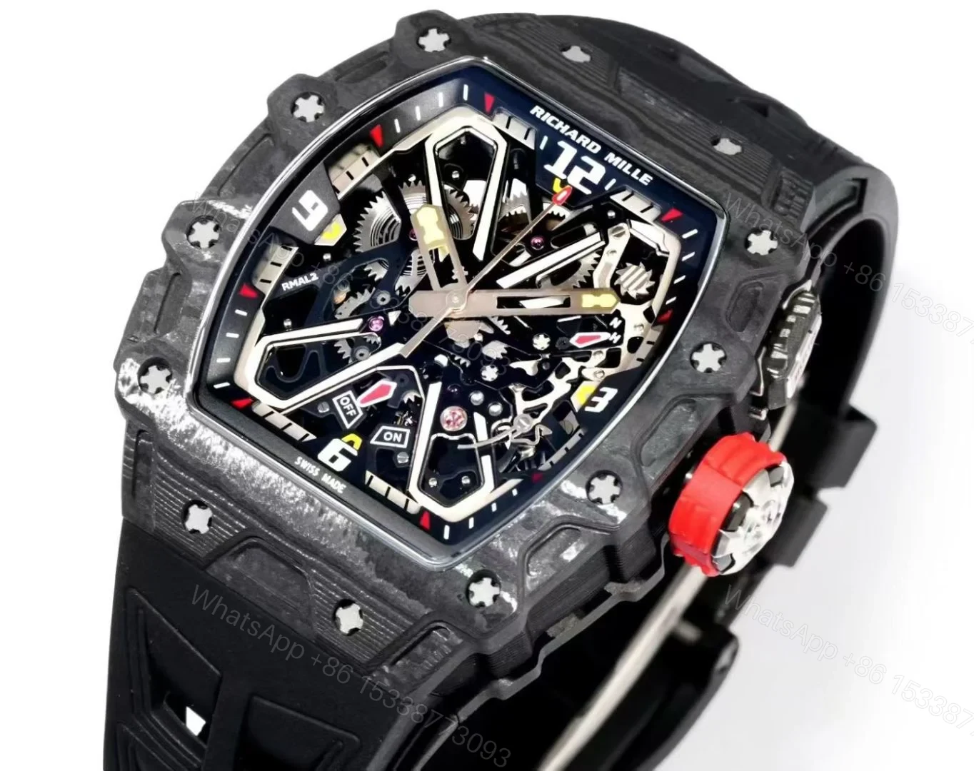 View 2 of Richard Mille RM35-03 Automatic Skeleton Watch Quartz Carbon NTPT Carbon TPT Fiber Case 13.5MM Integrated Movement Premium Edition RM35-03-QCF-AUT-35