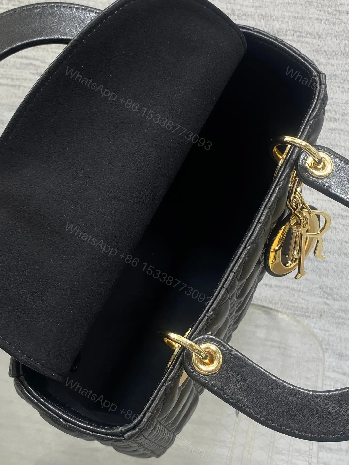 View 5 of DIOR MEDIUM LADY BAG 24 IN BLACK GOLD HARDWARE