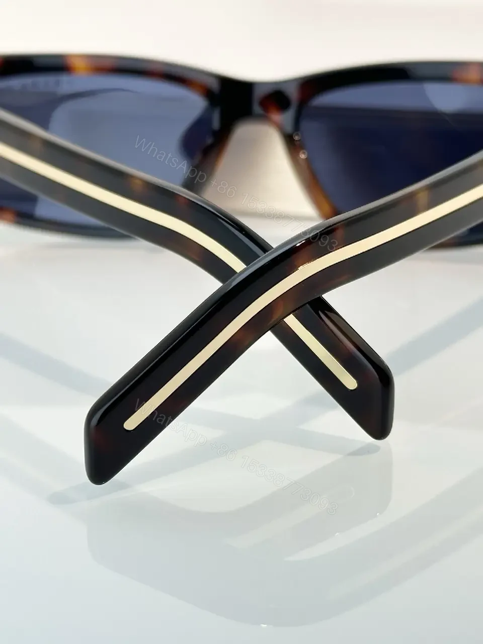 View 4 of Tortoiseshell Rectangle Wrap Sunglasses, Cat-Eye Inspired, PRADA PRZ