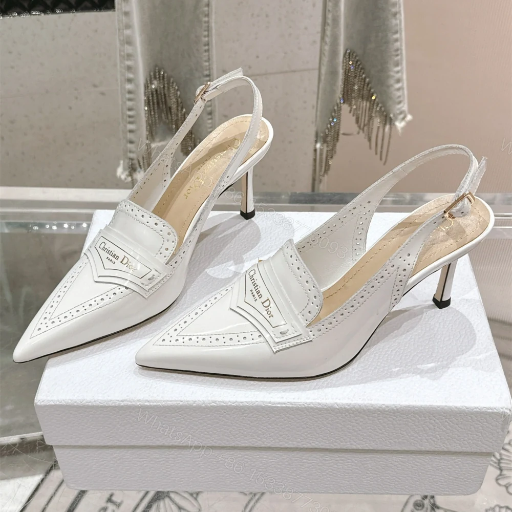 高仿Dior*Boy系列KCV181走秀款尖頭高踭單鞋8CM白色免檢版 — view 1