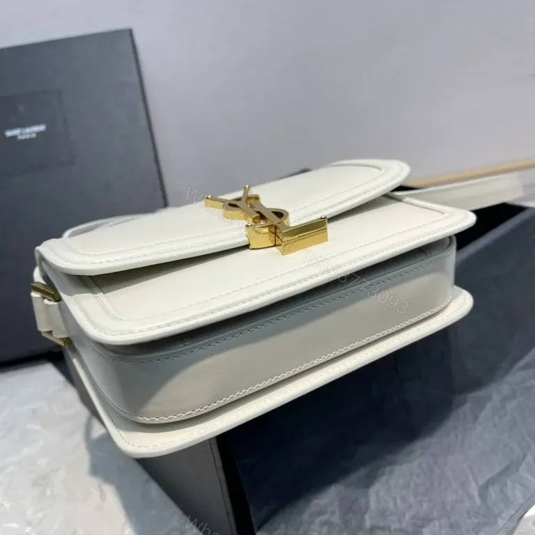 View 4 of Chic White Leather Crossbody: YSL Monogram Gold Hardware Bag