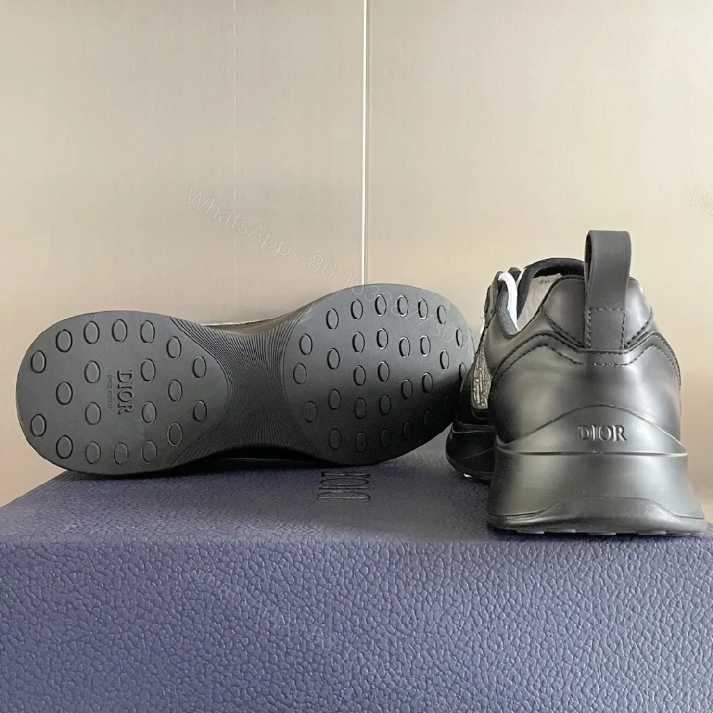 View 7 of Monochrome Leather Runner: Textured Luxury Sneaker