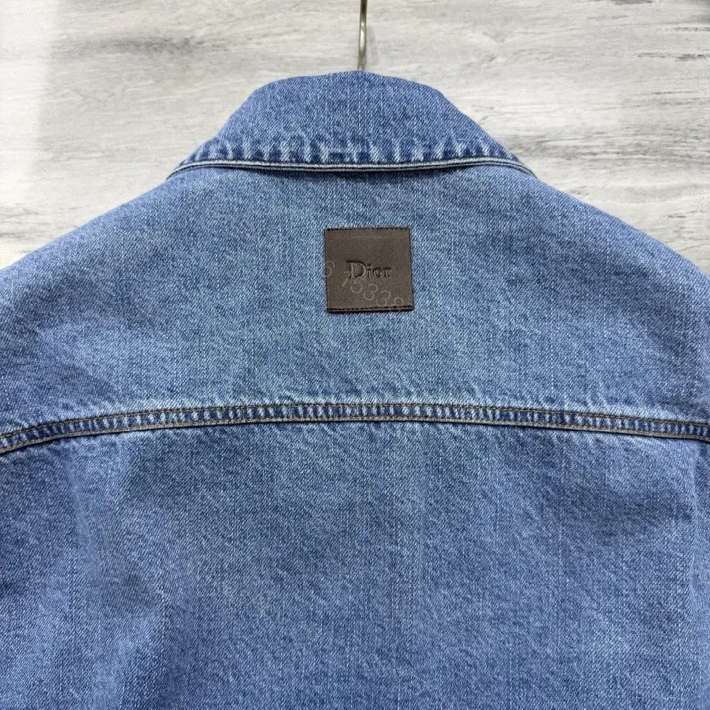 View 4 of Denim Zip Jacket with Embroidered Accent: Modern Luxe