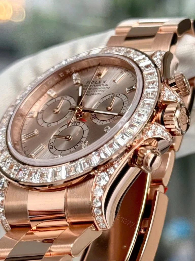 View 5 of Rolex Daytona 126595TBR 40mm Gold Wrapped & Moissanite Diamonds Super Clone