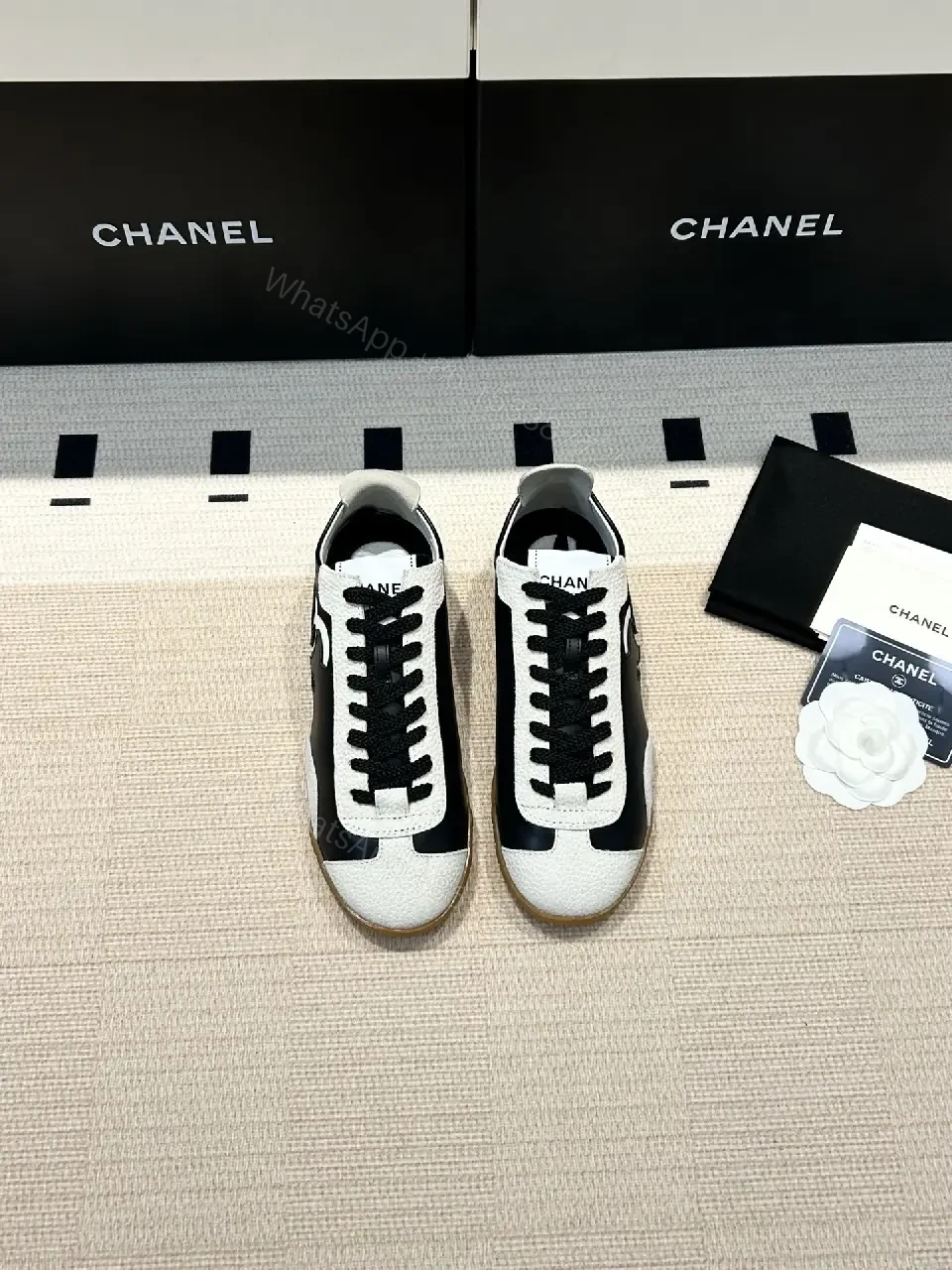 View 2 of Black Leather Techlo-Luxe Sneaker: Graphic Stripe, Cushioned Comfort