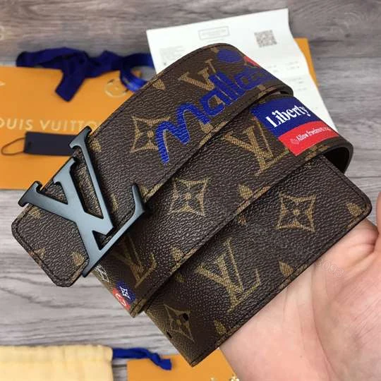 View 5 of LOUIS VUITTON LV INITIALES BELT MONOGRAM LOGO STORY 40MM BROWN – B129